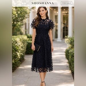 Shoshanna Navy Floral Lace Dress